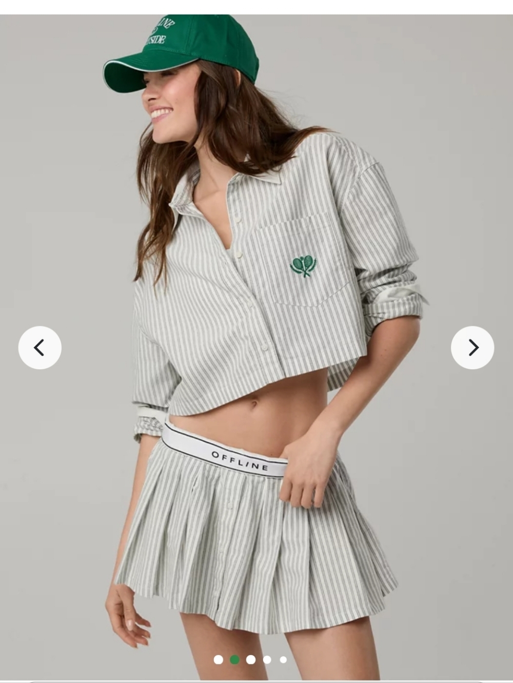 Offline by Aerie button down crop shirt and Oxford mini skirt size Large
